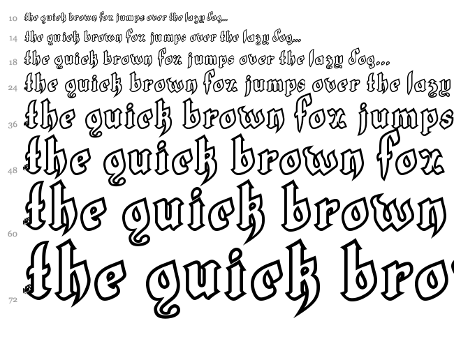 LT White Fang font waterfall